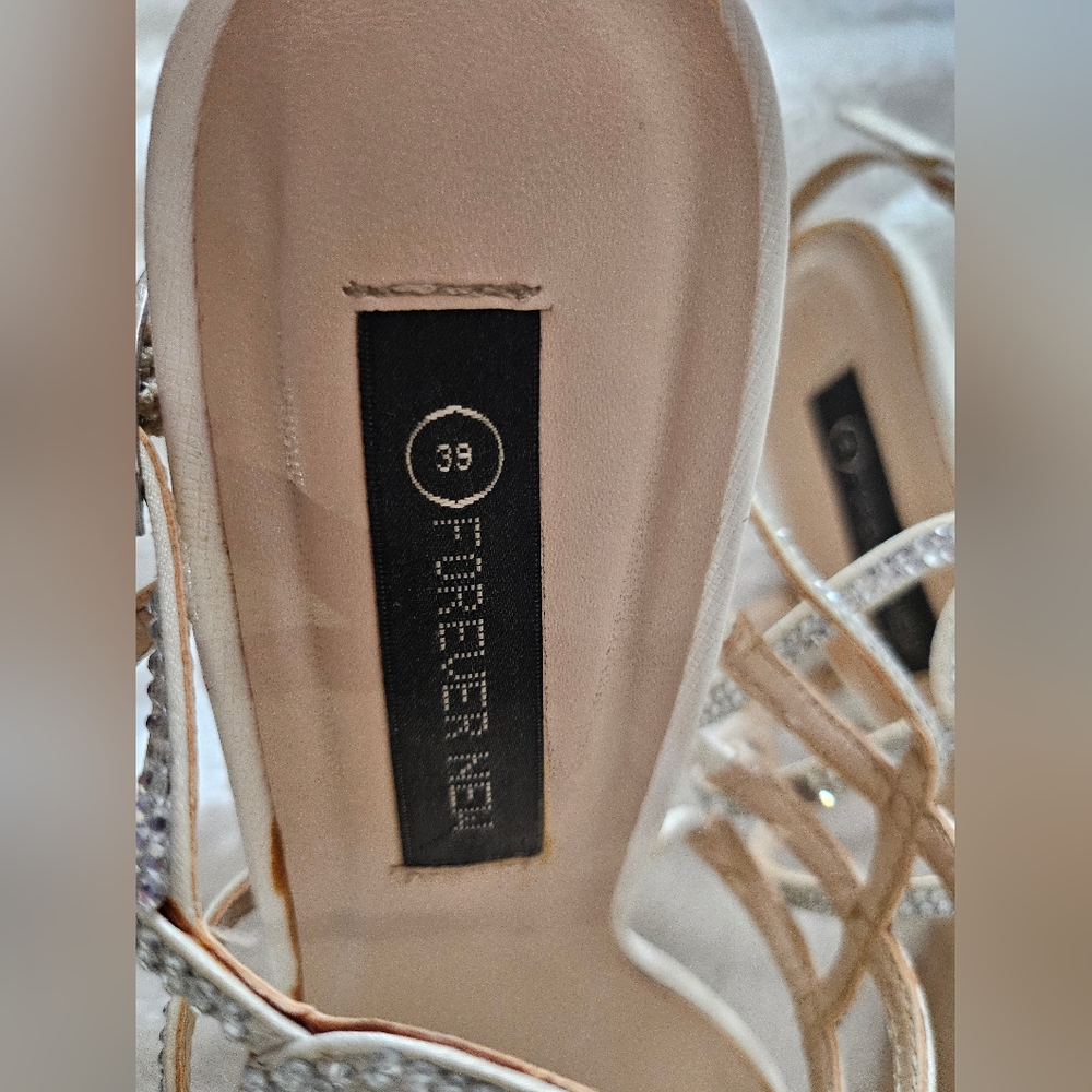 [SOLD]Strappy White Rhinestone High Heels - Picture 5 of 6